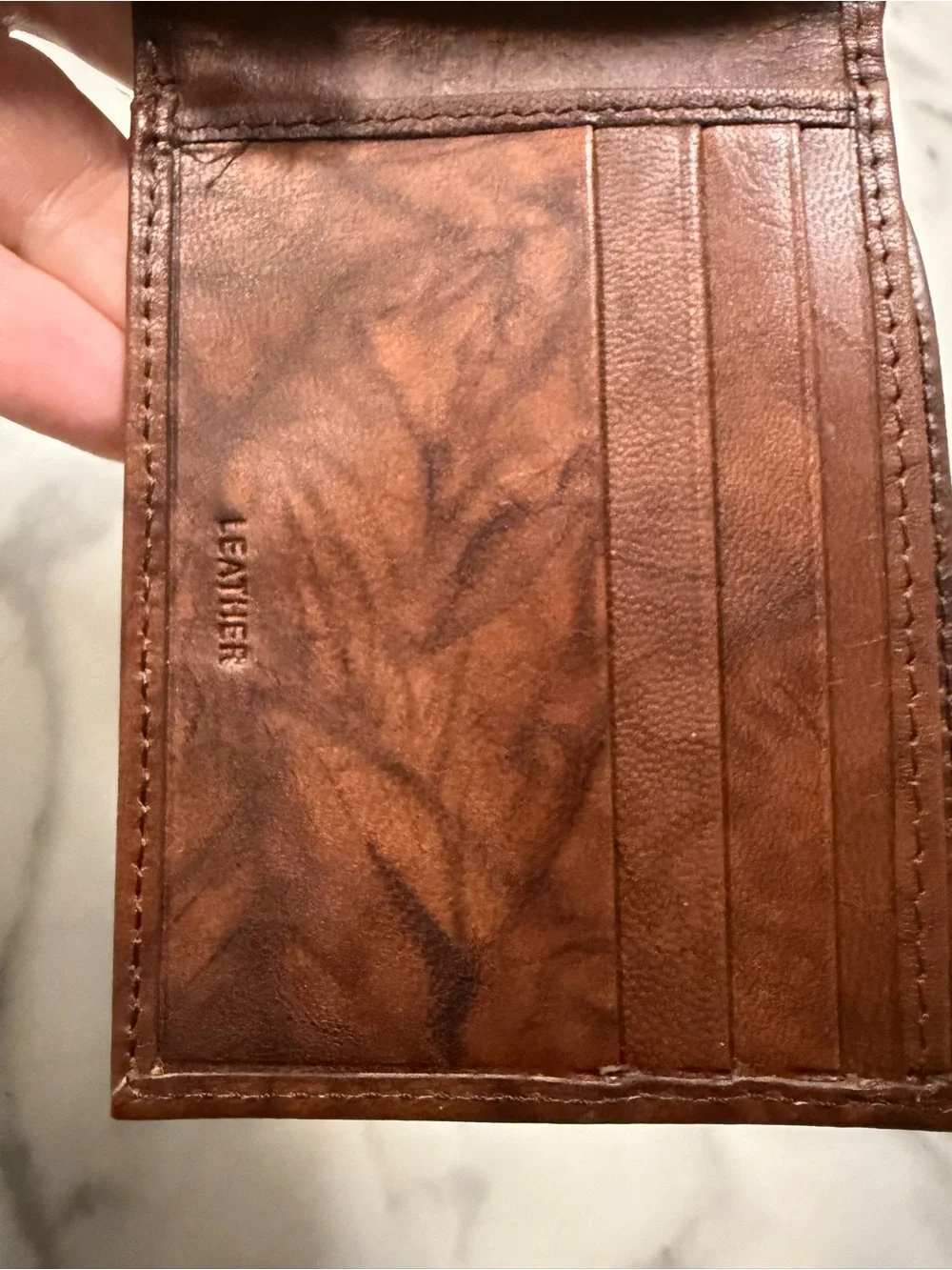 Men's Slim Leather Card & Key Holder - Brown